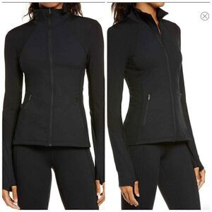 Studio Lite Ribbed Detail Long Sleeve Black Jacket Size XS